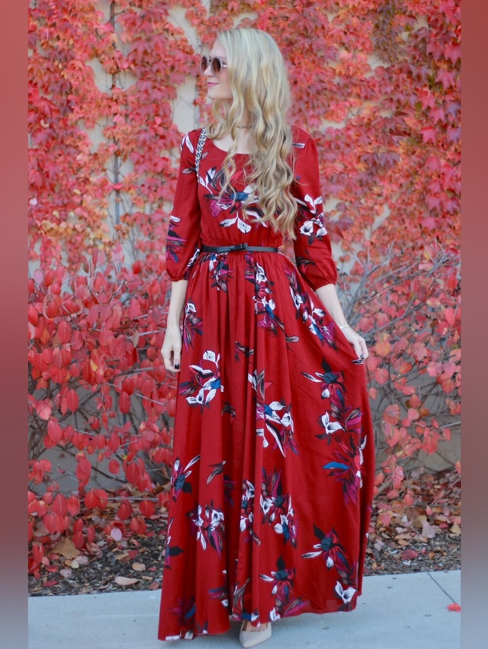 CHICWISH Floral Red Maxi Dress
